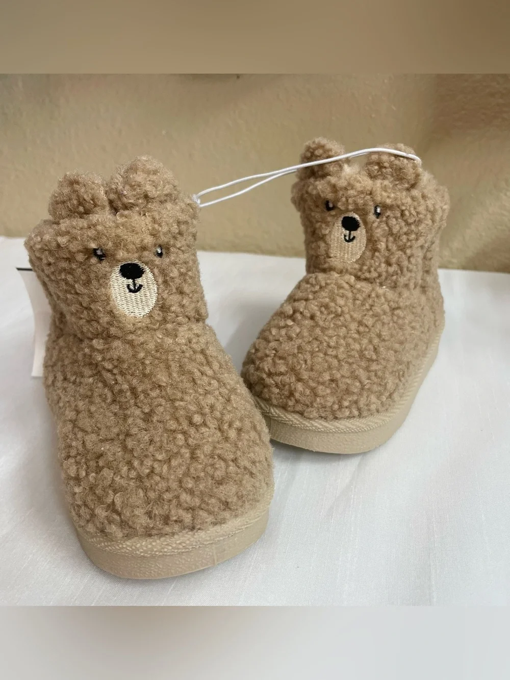 First Steps by Stepping Stones Baby Faux Fur Teddy Bear Zipper  Boots