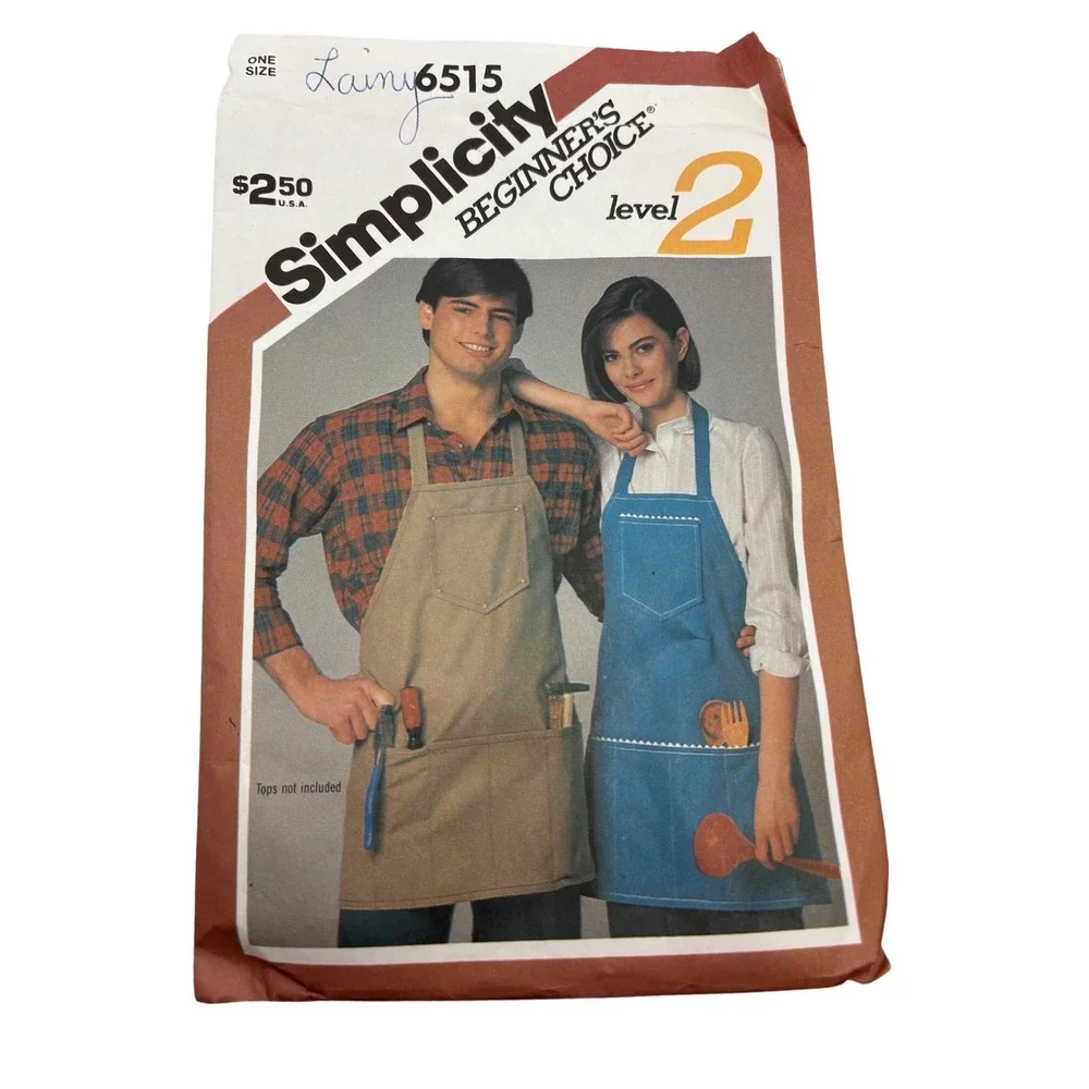 Simplicity 6515 Beginner's Choice Level 2 Apron Sewing Pattern Miss Men One Size