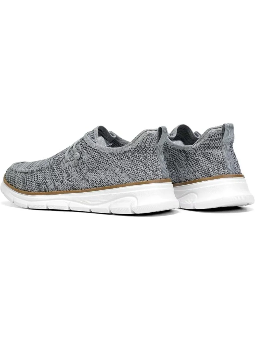 Men's Grey White Slip On Loafers Comfortable Boat Casual Walking Sneaker Shoes