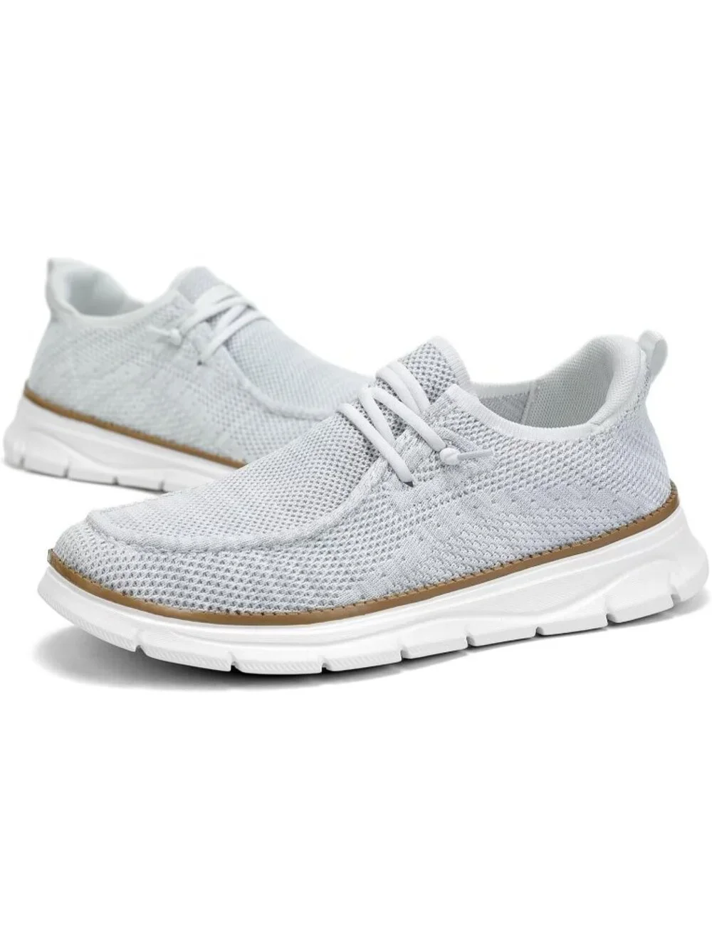 Men's White Slip On Loafers Comfortable Boat Casual Walking Sneaker Shoes