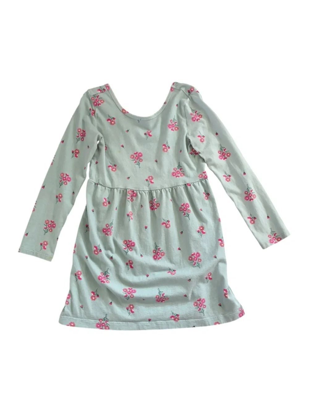 Carter's Girls 6/6X Mint Green Floral Long Sleeve Dress 100% Cotton