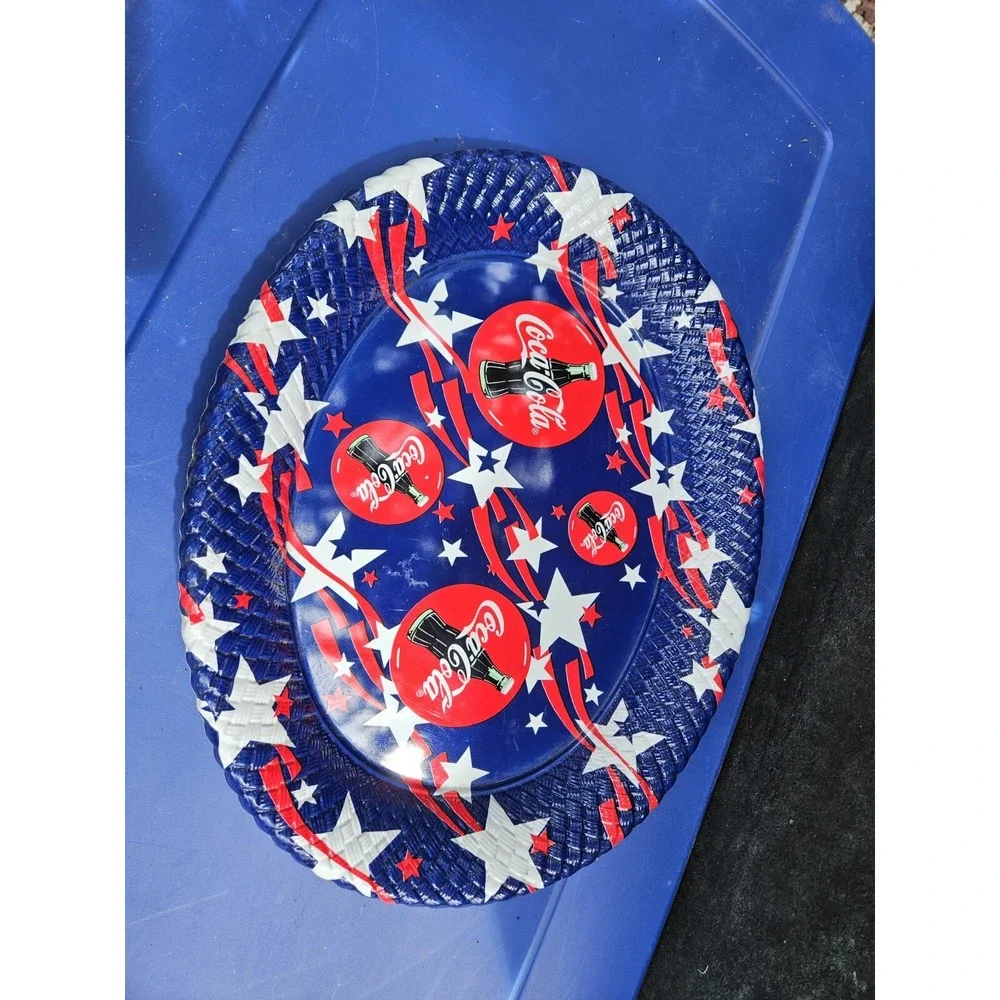 Coca-Cola Red White & Blue Platter‎ 1998 Usa Plastic BBQ Platter Forth Of July