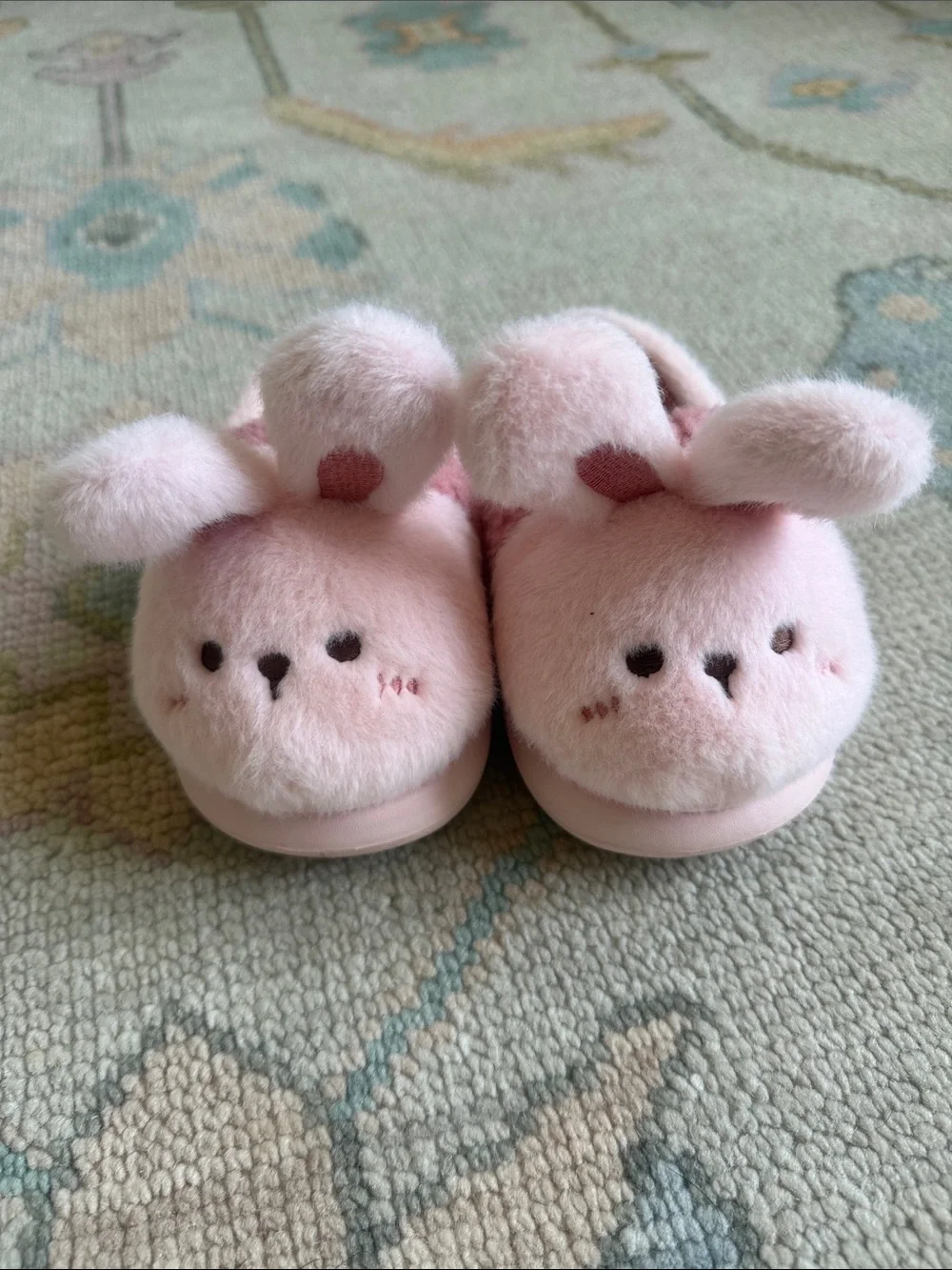 Plush Pink Bunny Kids Shoes - Soft Slip-On Slippers