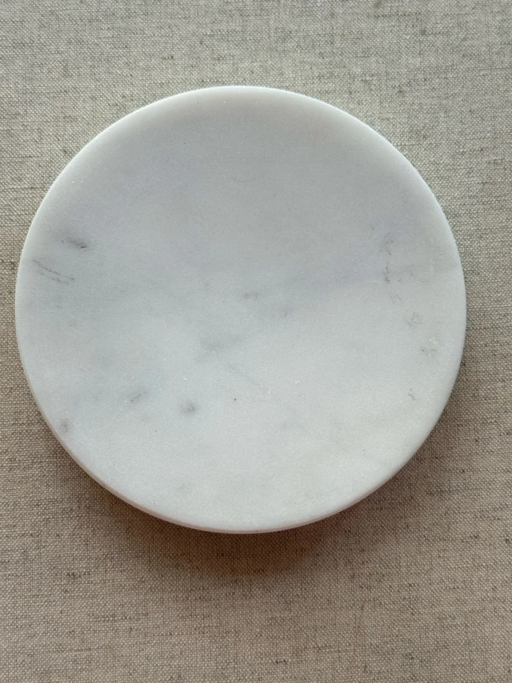 Round White Marble Soap Dish Natural Stone Minimalist Decor