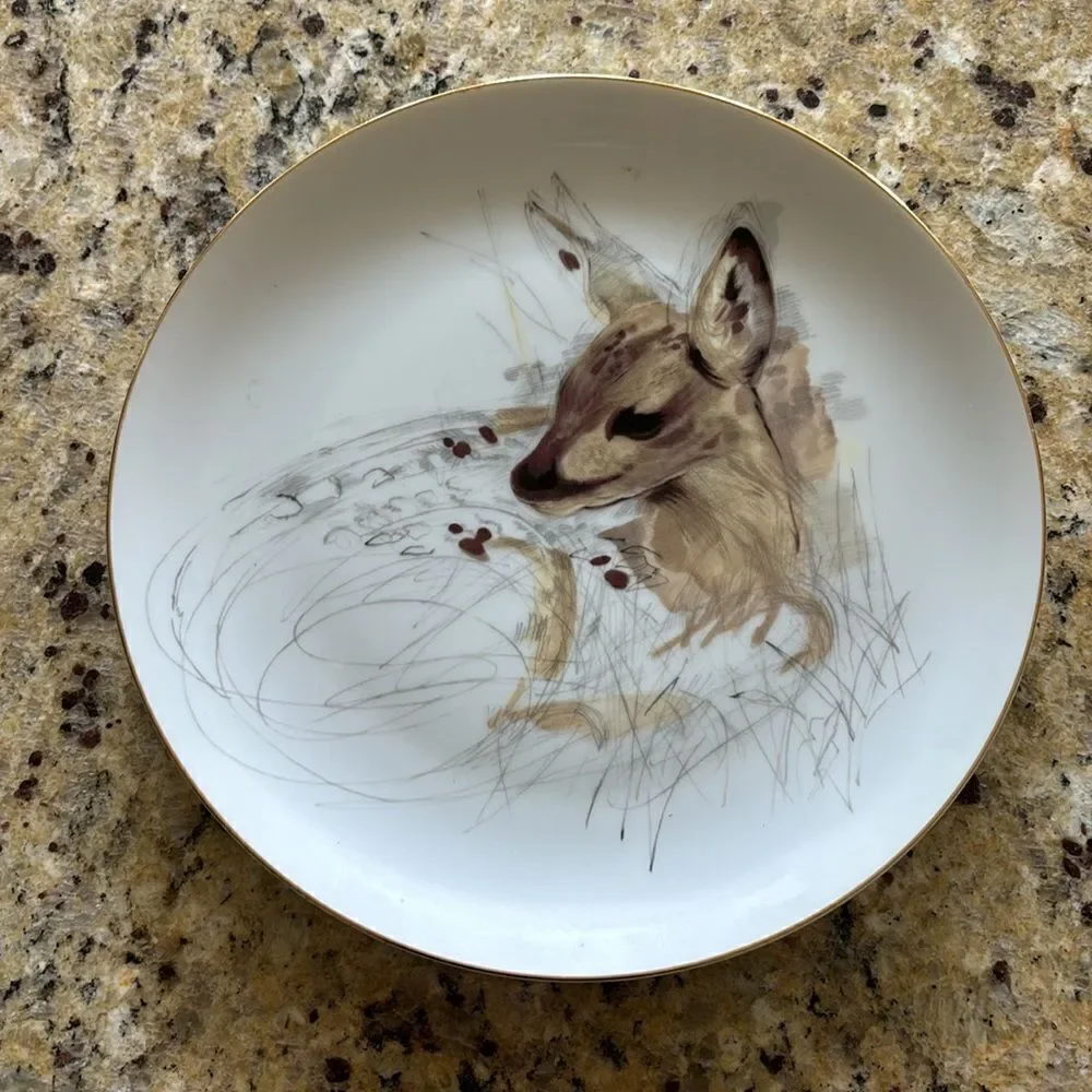 WOODLAND HAVEN ENESCO VINTAGE 1976 COLLECTOR PLATE HANS PAUL LUETCKE DEER Fawn‎