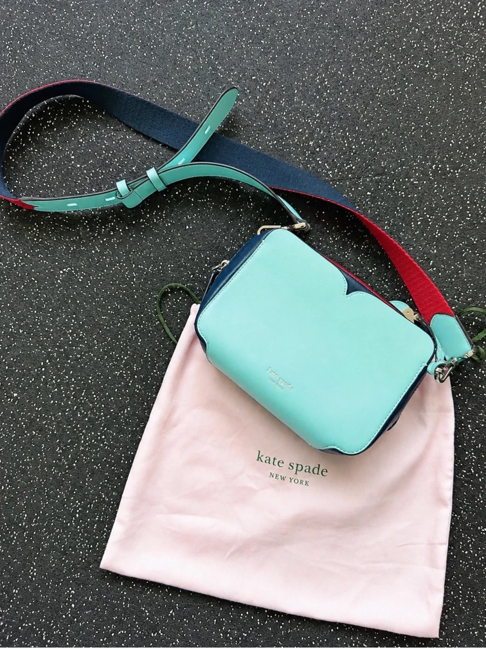 Kate Spade New York Light Blue Leather Shoulder Bag Purse
