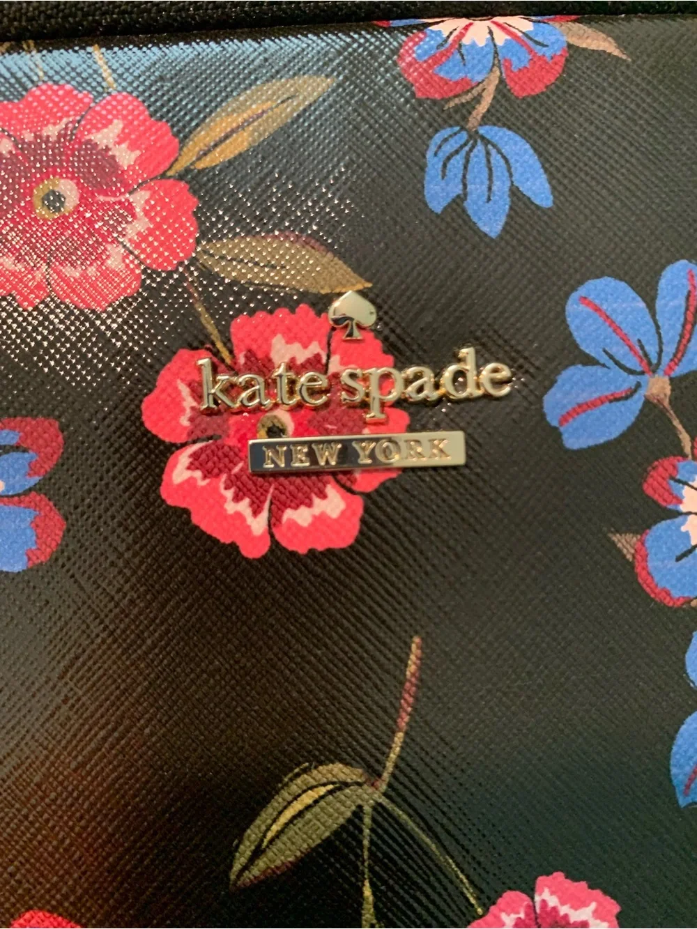kate spade Black Floral Laptop Sleeve with Pink and Blue Blooms