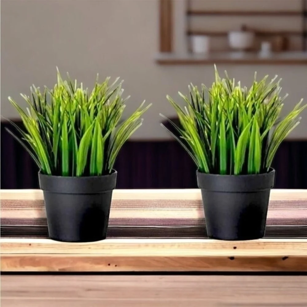 2x IKEA Fejka Artificial Potted Wheat Grass Plant Indoor Outdoor 4