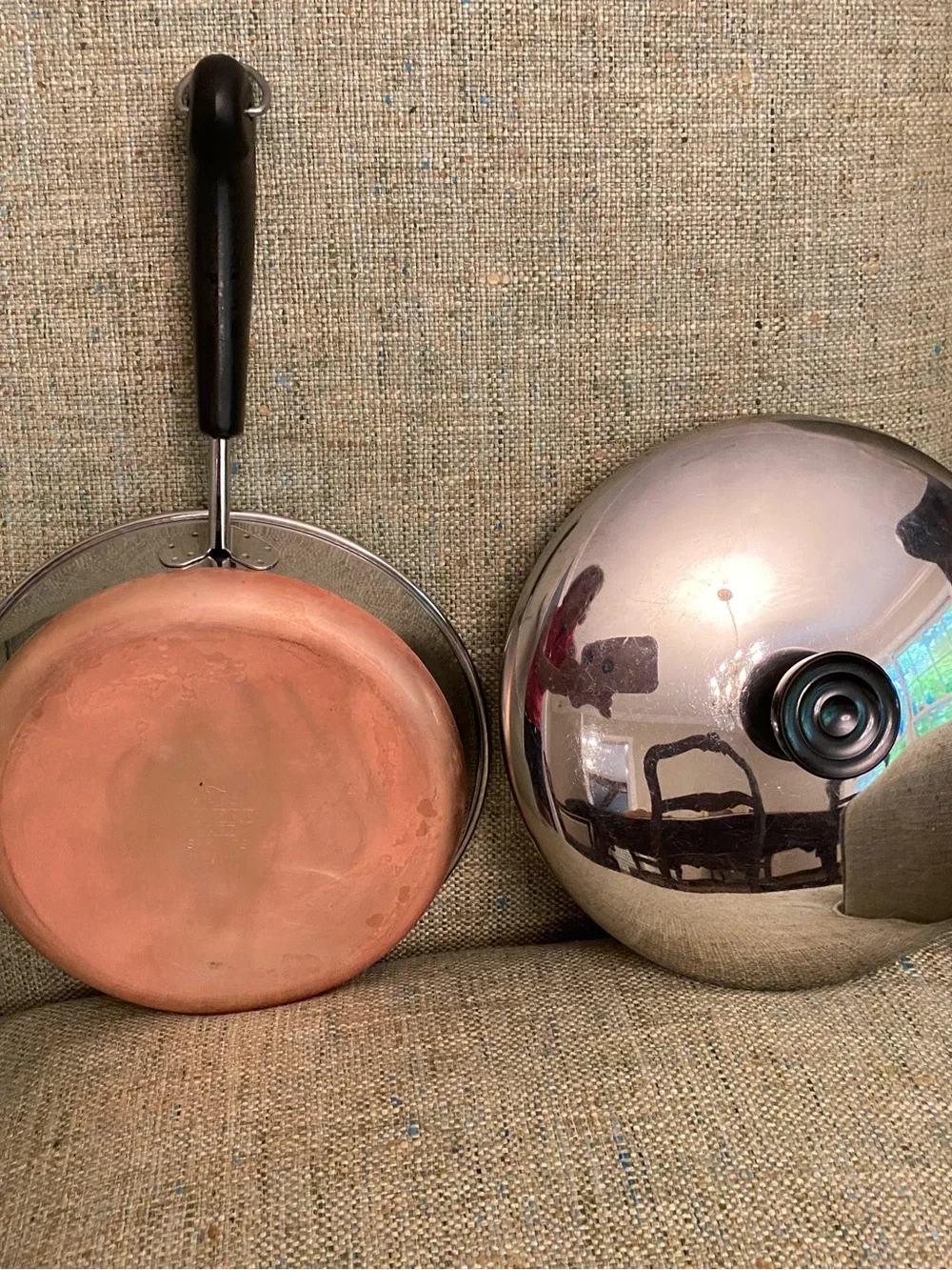Vtg RevereWare Copper Clad 8” Skillet & Lid.  Made 1978 Clinton, IL NICE