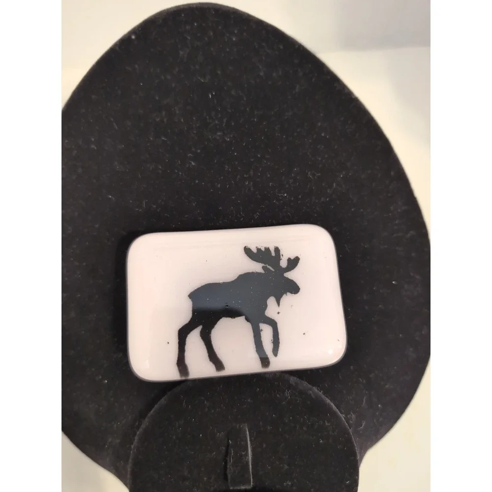 Handmade Signed Belt Buckle‎ w/Moose Image Pale Lavender Western Cowboy Cowgirl