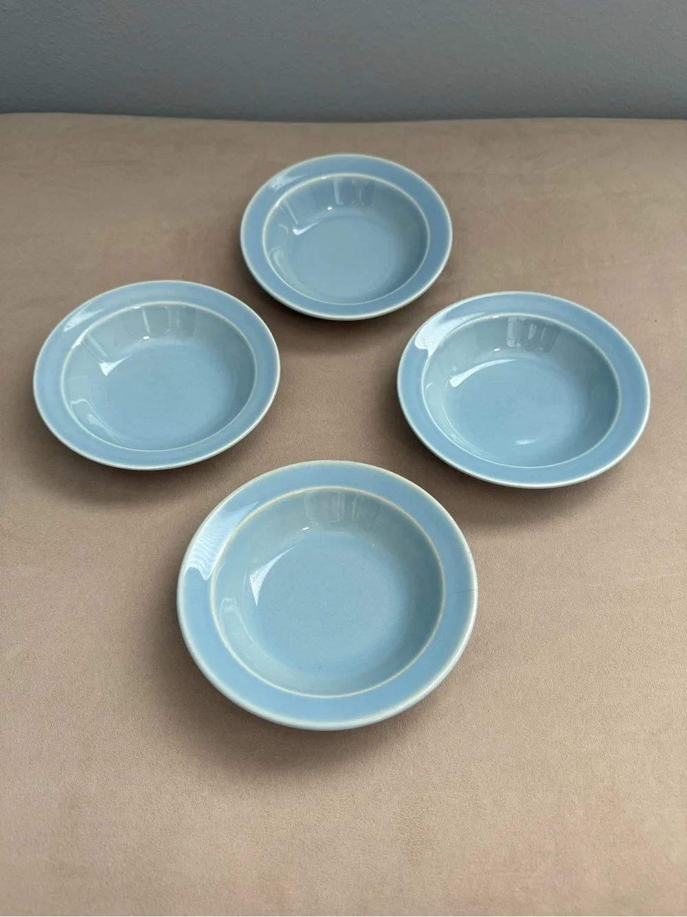 Vintage Lu-Ray Pastels Bowl Set of 4 Small Dessert Berry Dish Light Blue Easter
