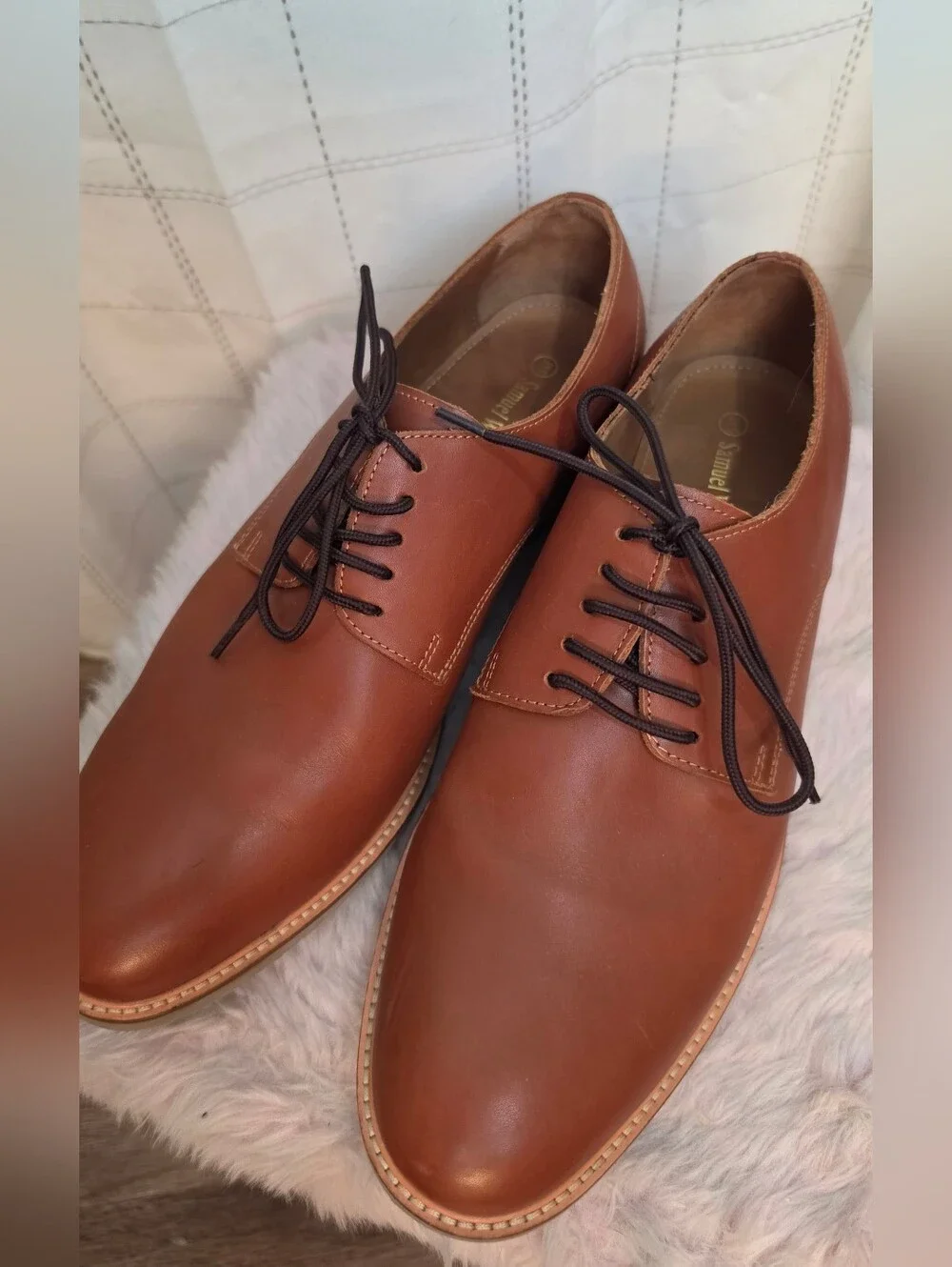 Samuel Windsor Prestige Brown Leather Cap-Toe Oxford Shoes - Size US 10.5