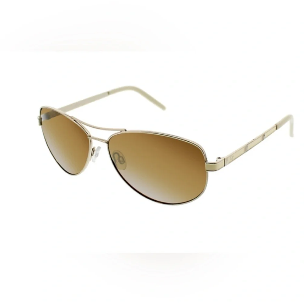 Precision 799 Aviator Sunglasses Gold Metal Frame with Brown Polarized Lenses