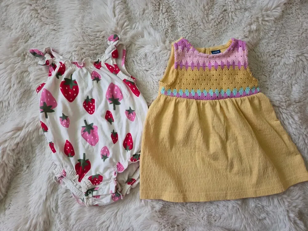 Old Navy Baby girl bundle Fruit Bubble and Crochet Dress 6-12M