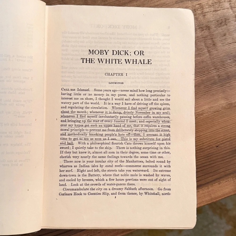 Vintage 1942 Edition Hardback Moby Dick by Melville. Mead Schaefer Illustrations