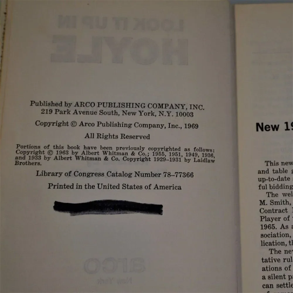 Look It Up In Hoyle How To Play Over 175 Games 1969 Hardcover