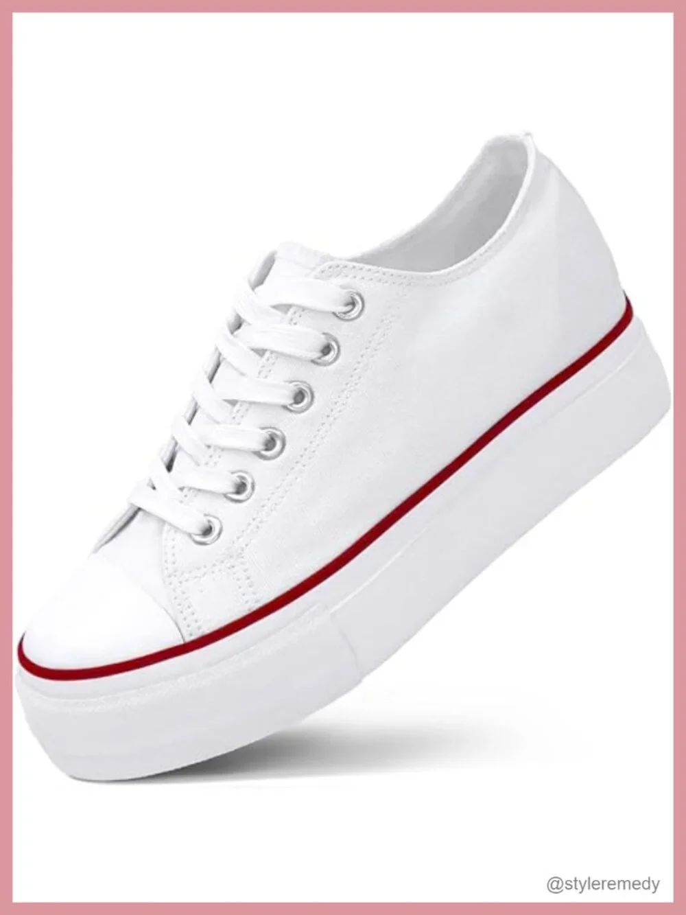 Platform Sneakers with Hidden Wedge Height Boost Lace-Up Canvas Shoes