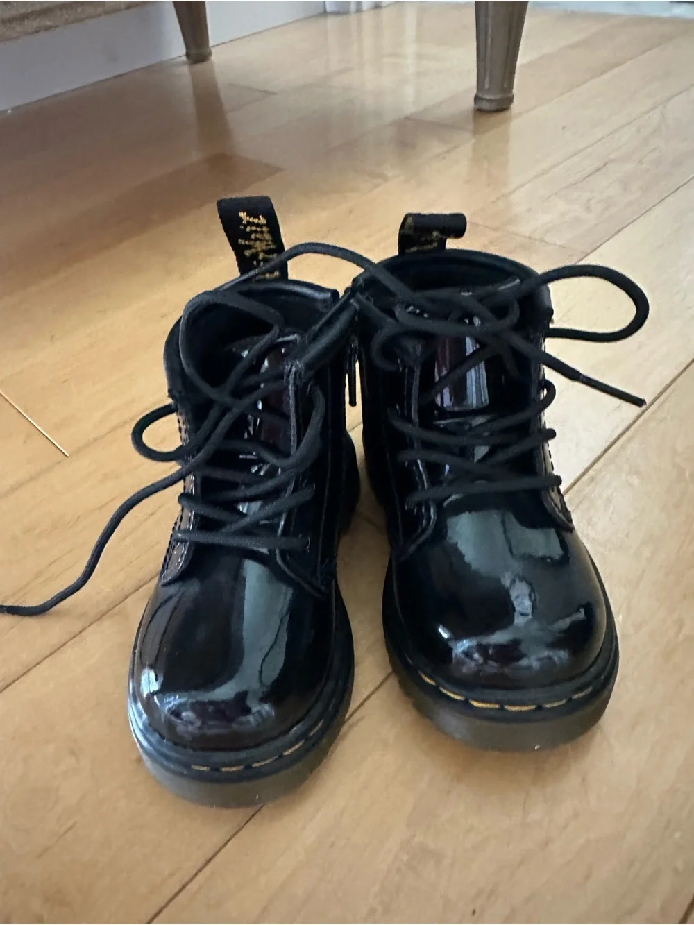 Dr. Martens Kids Black Patent Leather Ankle Boots – Size US 5 / EU 20