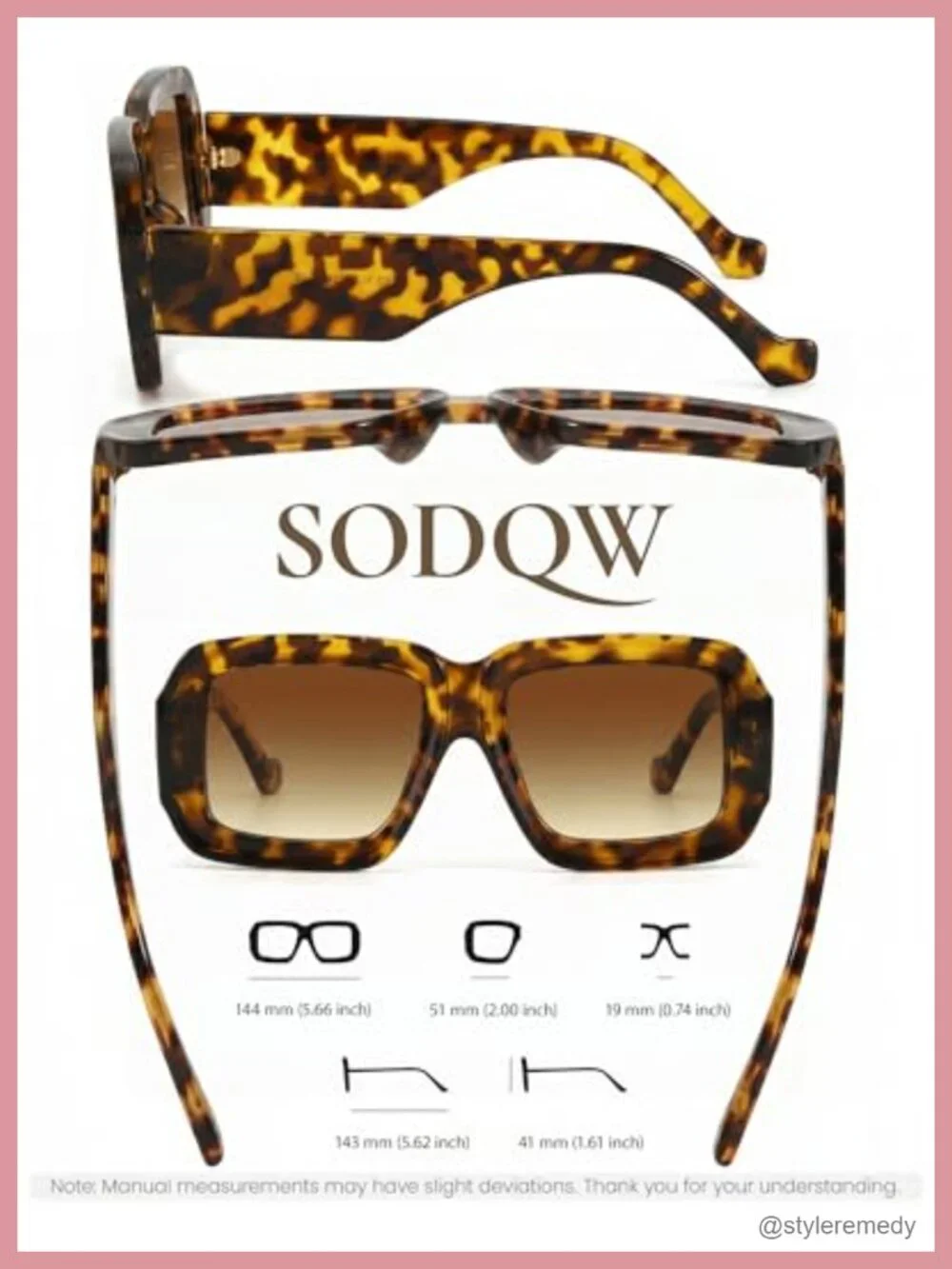 Oversized Chunky Square Sunglasses UV400 Women Designer Shades