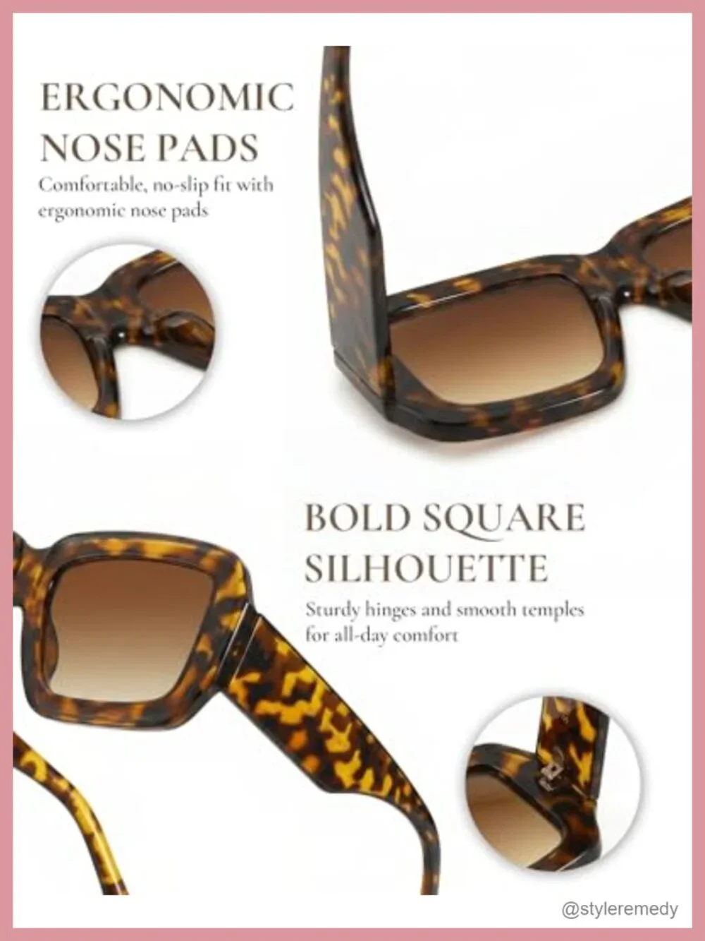 Oversized Chunky Square Sunglasses UV400 Women Designer Shades