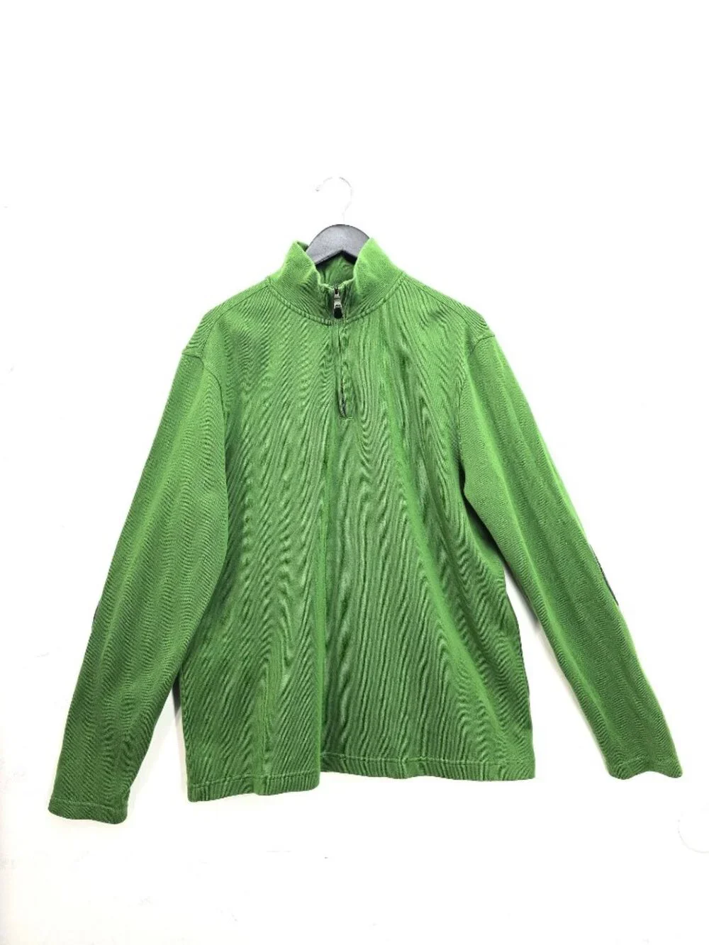 Banana Republic Kelly Green Quarter Zip Elbow Patch Jumper Sweater Men Size  XL