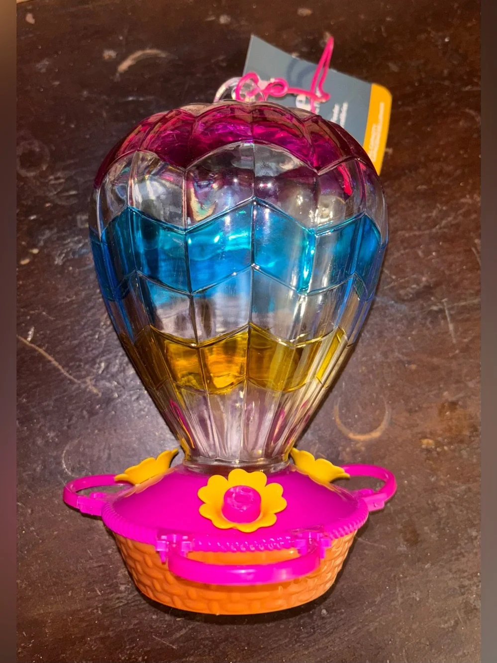 NWT Multicolor Glass Hot Air Balloon•Hummingbird Feeder•32 ounces