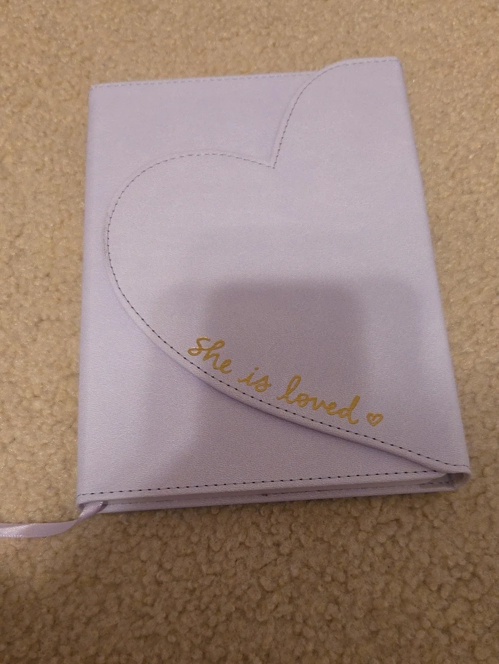 She Is Loved Lavender Journal with Heart Accent