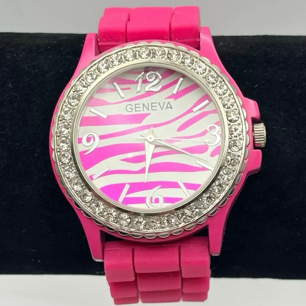 Pink & Silver Zebra Men's Watch