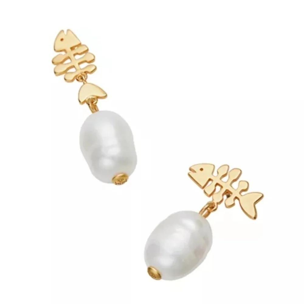💛🔹️Tory Burch🔹️Fish & Cultured Freshwater Pearl Drop Earrings