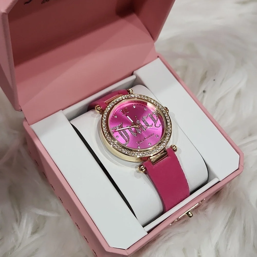🩷▪️JUICY COUTURE ▪️RHINESTONE FUSHIA GOLD WATCH