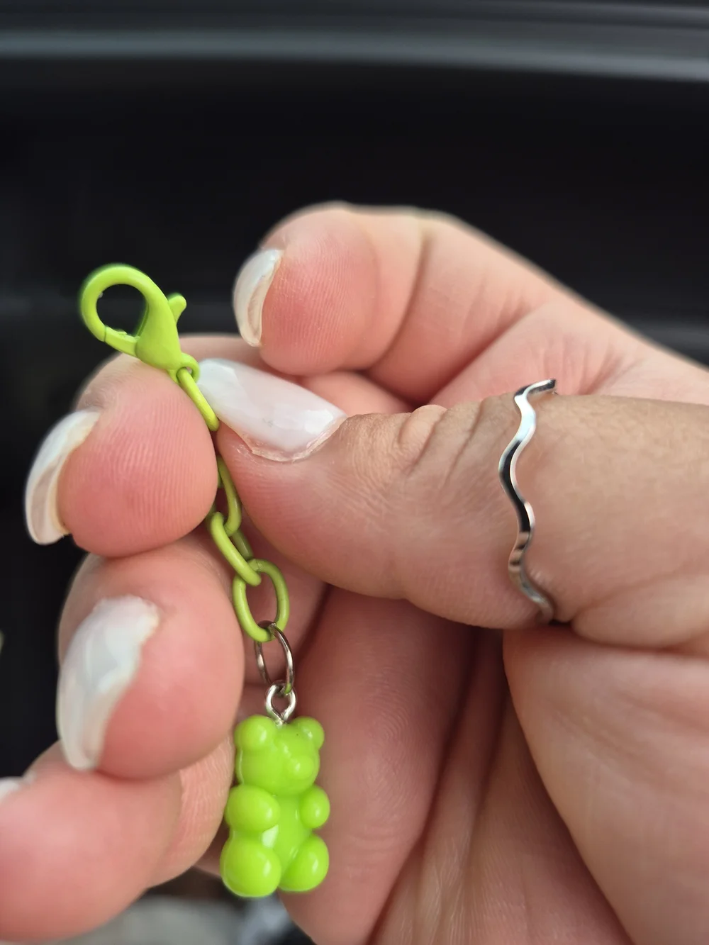 Green Gummy Bear Zipper Charm •Bags •Purses •Backpacks •Keychain!