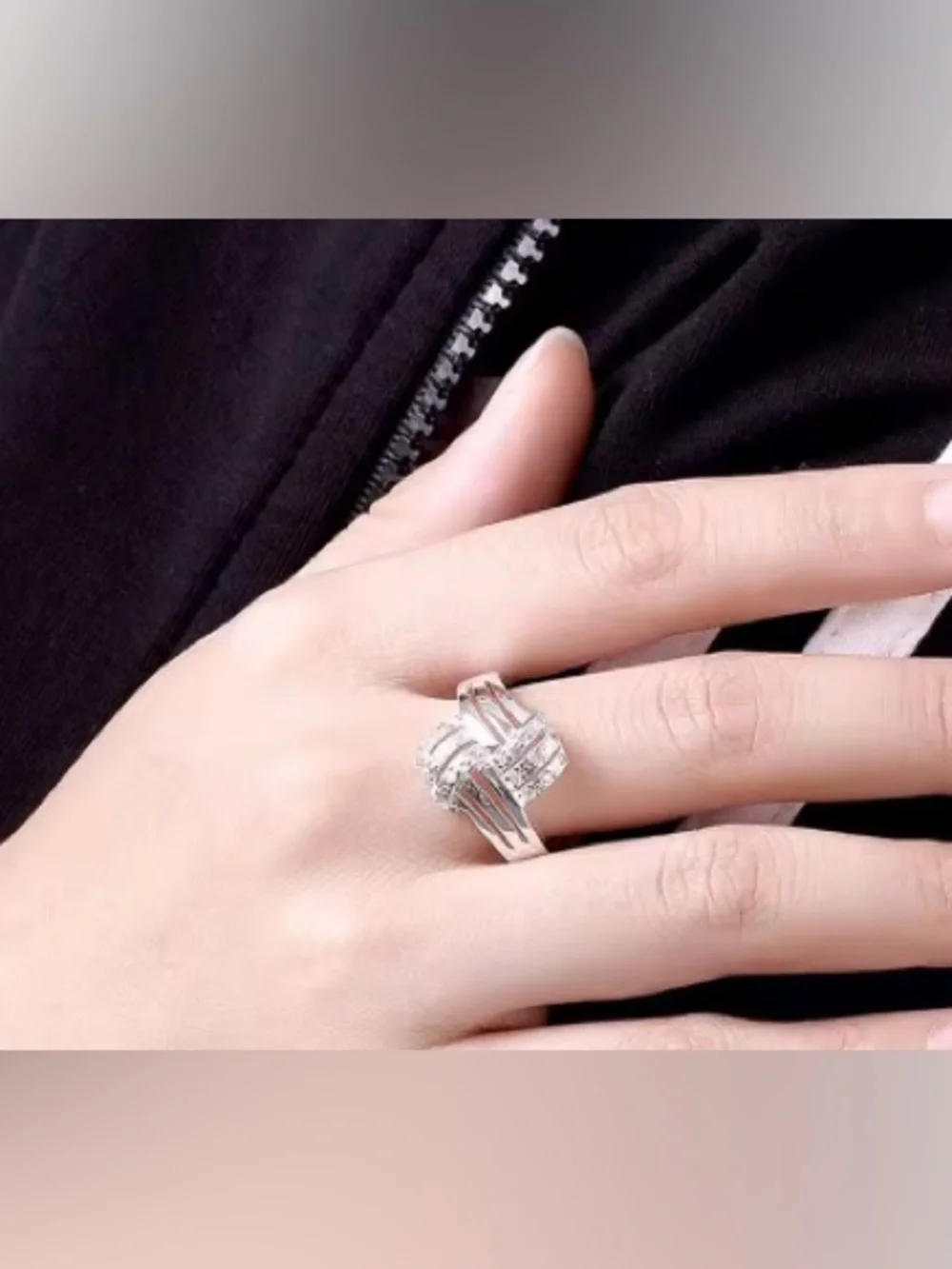 S925 Silver Vintage Zircon Crystal Ring.