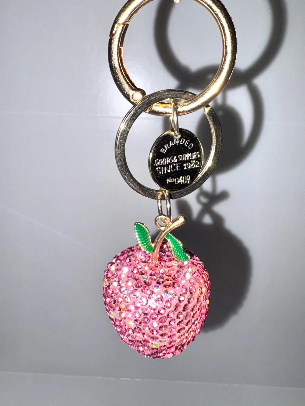 Sparkling Pink Apple Bag Charm with Gold Hardware - Pink Lady!