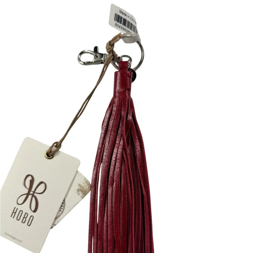 HOBO Wisp Leather Tassel Keychain Cardinal Red Bag Charm VI-34001CARD NEW