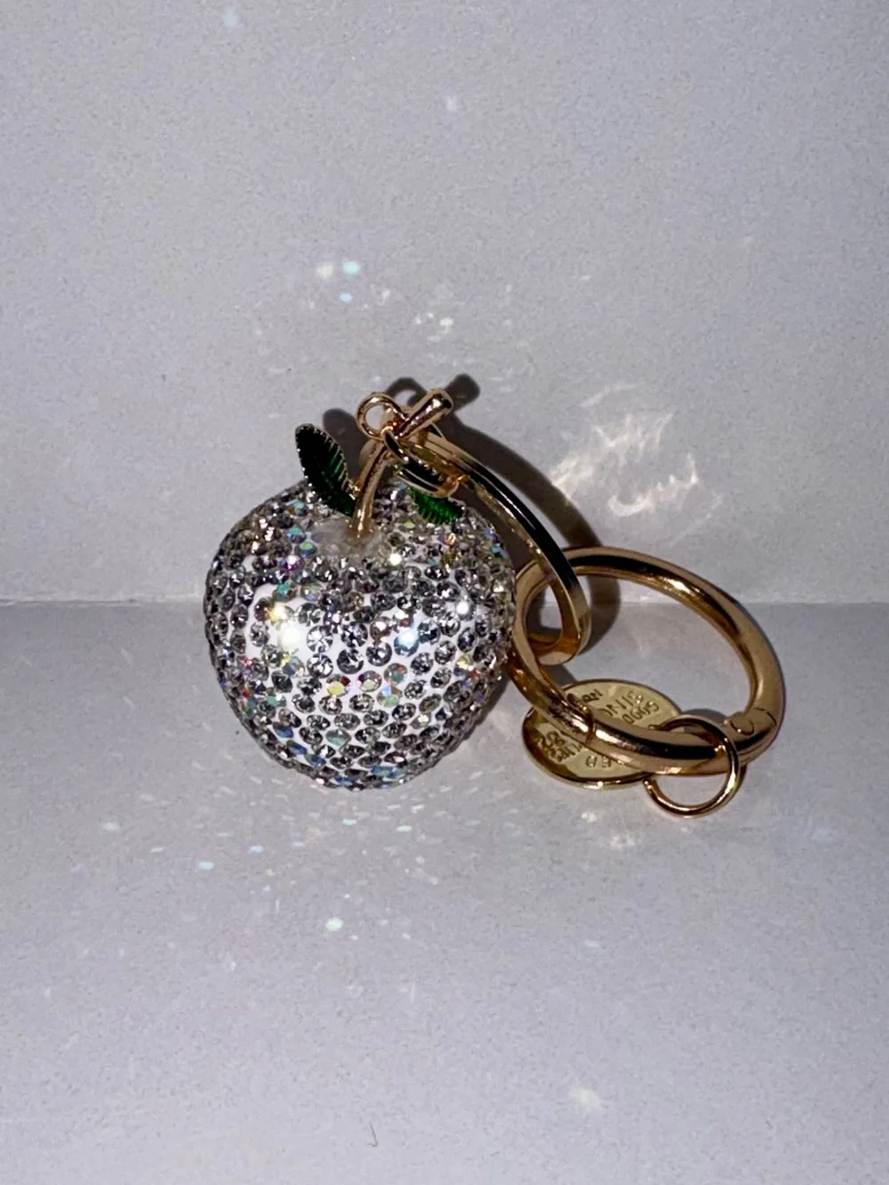 Sparkling White Apple Bag Charm - Crispin Silver!