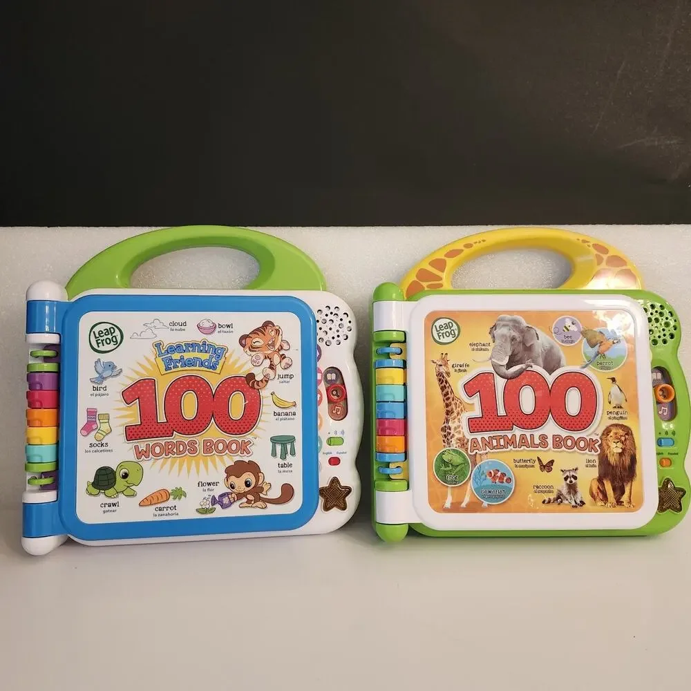 Leap Frog 100 Animals Book & 100 Words Book Bith Works Great English Or Spanish