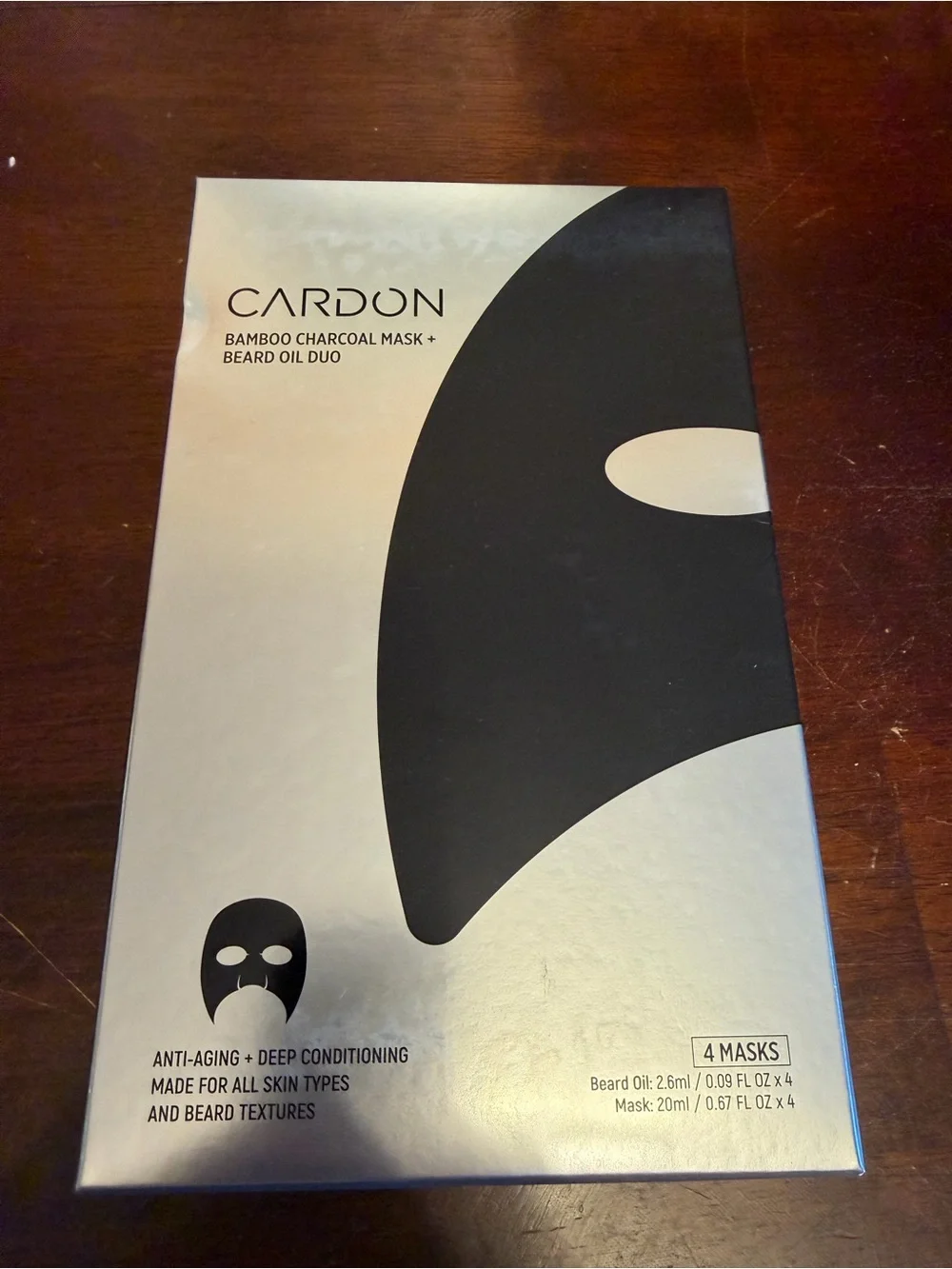 Cardon Bamboo Charcoal Mask + Beard Oil Duo - Silver & Black