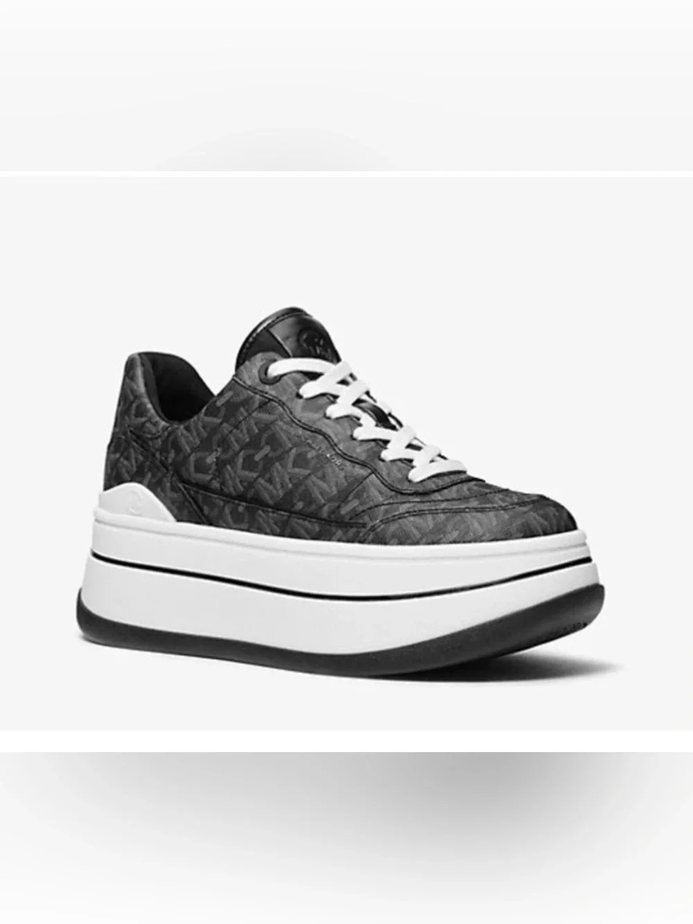 Michael Kors Hayes Lace Up‎ Platform Sneakers MK Signature Logo Black