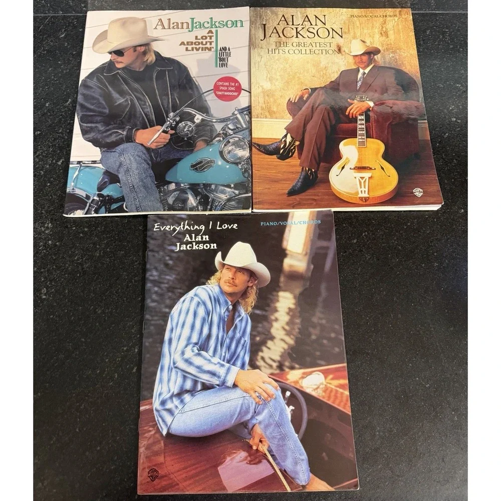 Alan Jackson 3 Book Songbook Lot Piano Vocal Chords Greatest Hits Country Music