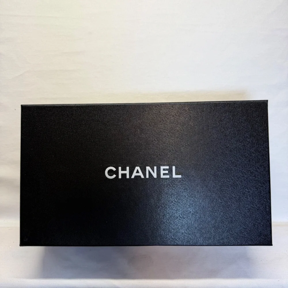 CHANEL Shoe Box Empty Black 13x7x4 Tissue Ribbon Camellia Flower Authentic