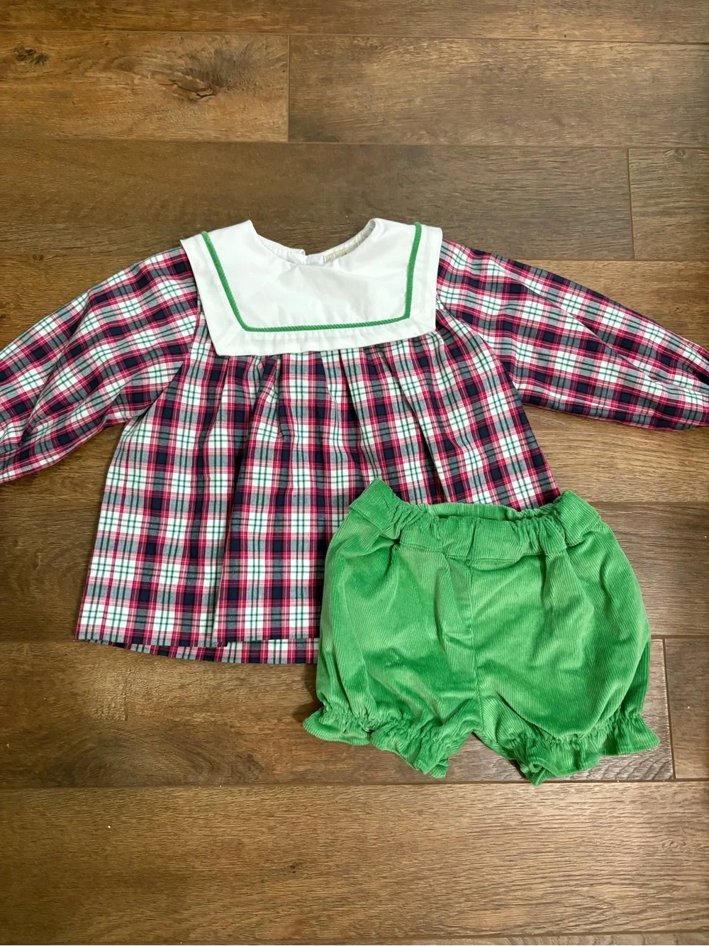 The Beaufort Bonnet Company Plaid & Green Corduroy Set 18-24M NWT