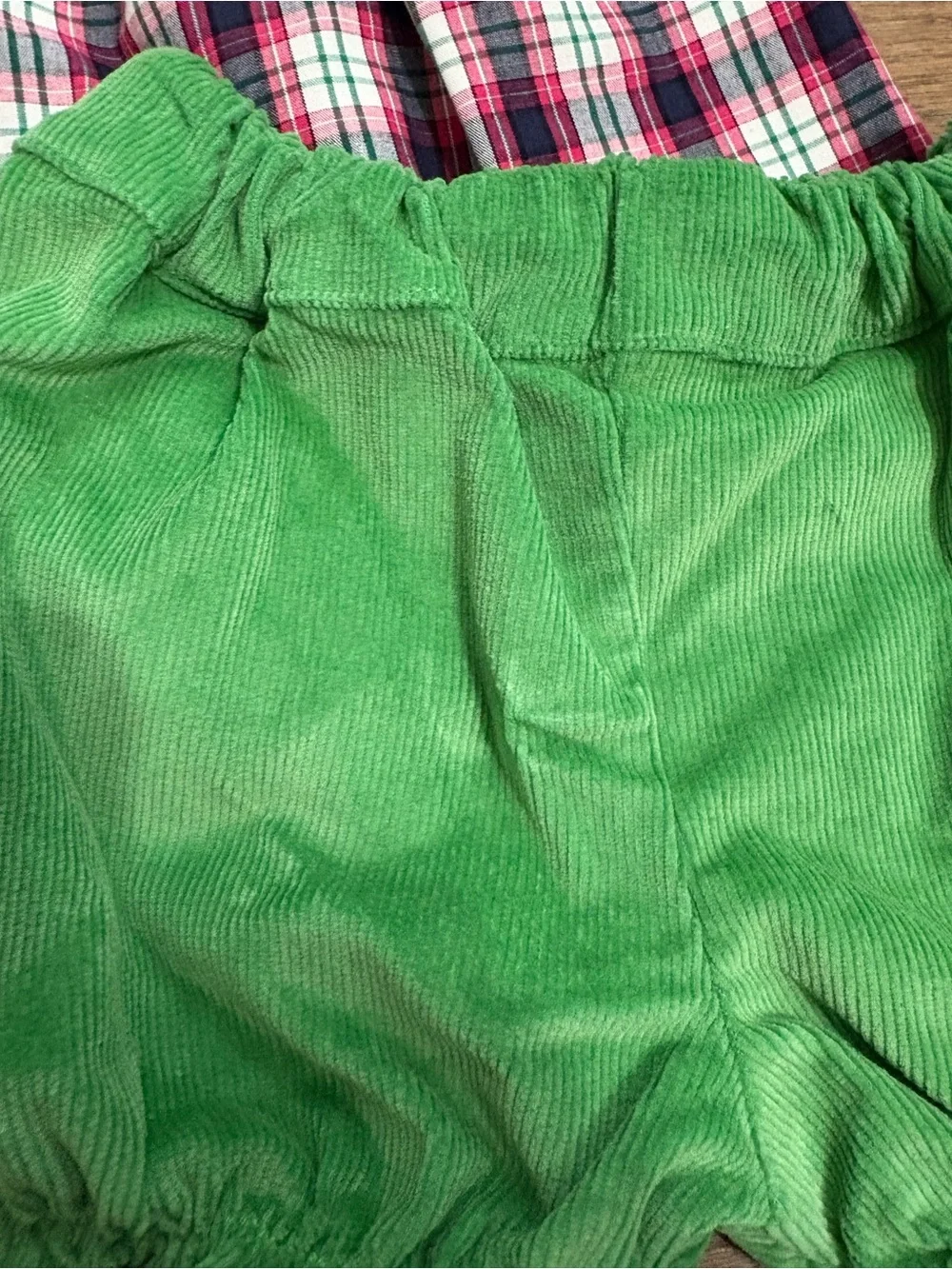 The Beaufort Bonnet Company Plaid & Green Corduroy Set 18-24M NWT