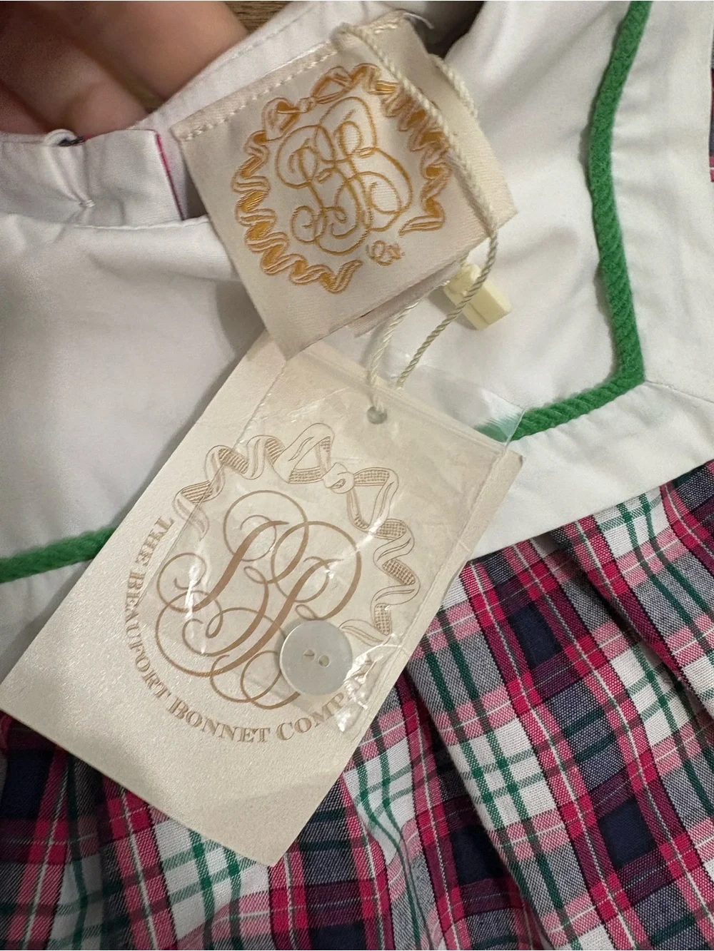 The Beaufort Bonnet Company Plaid & Green Corduroy Set 18-24M NWT