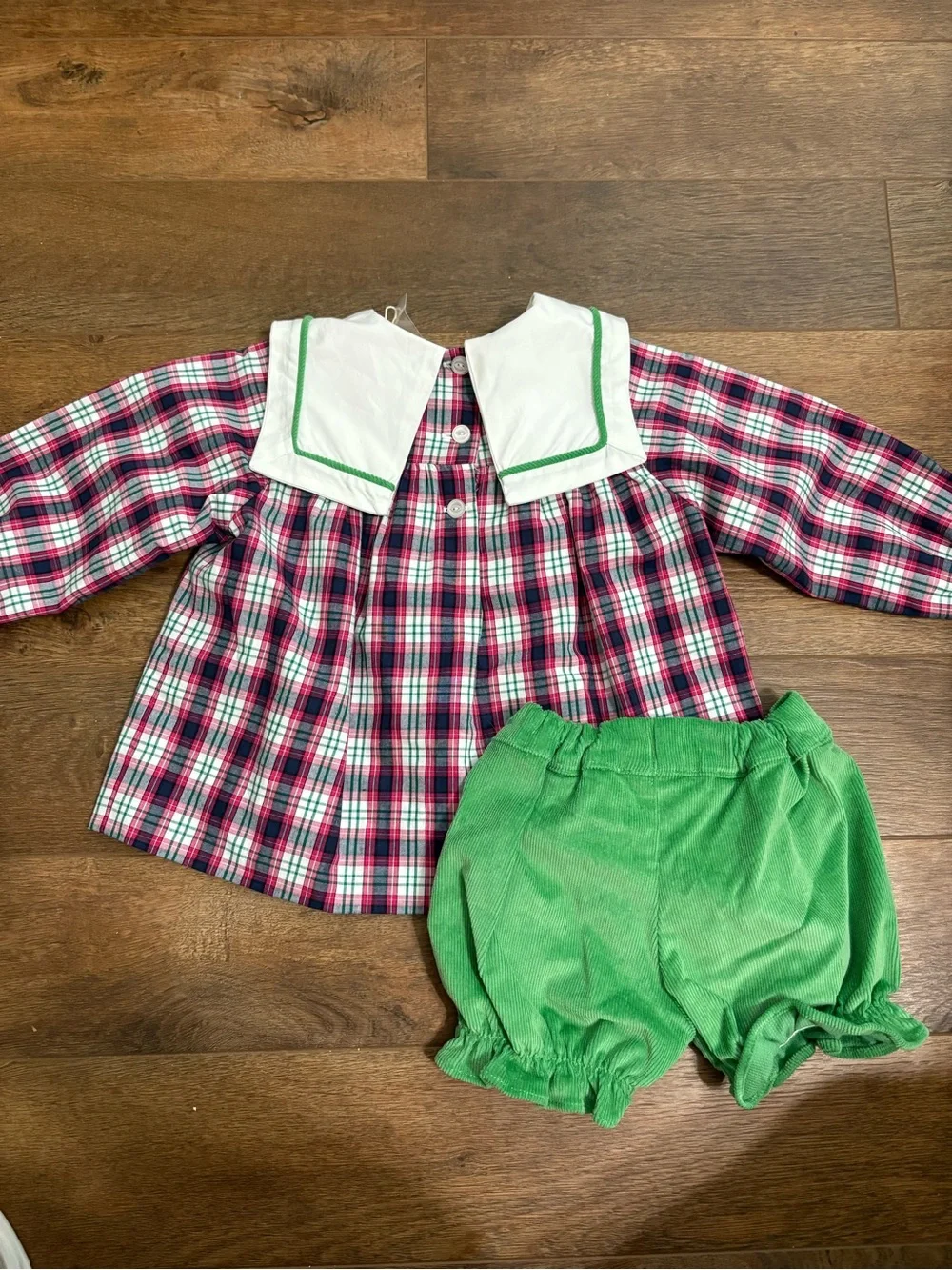 The Beaufort Bonnet Company Plaid & Green Corduroy Set 18-24M NWT