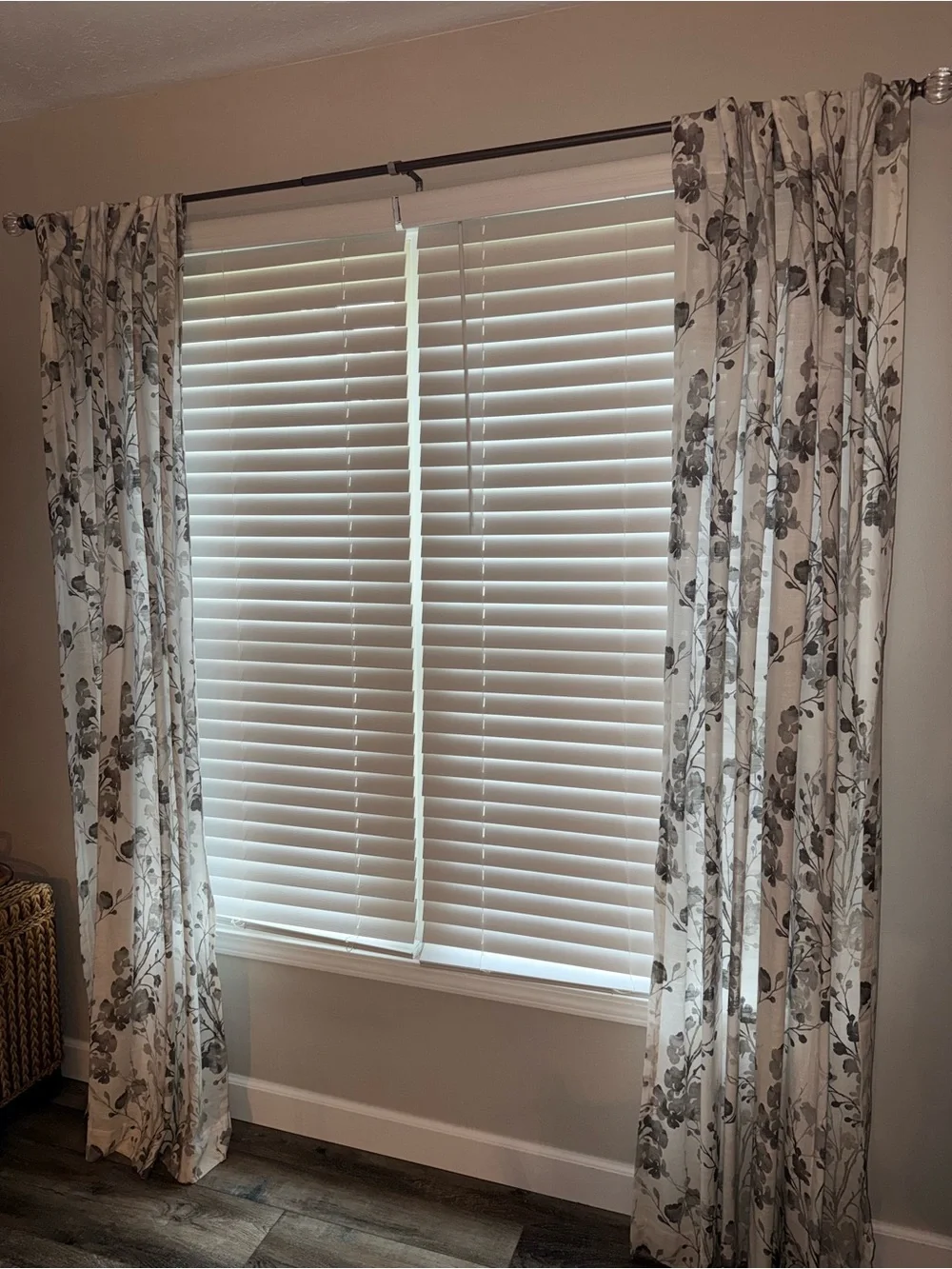 Nicole Miller Sheer Floral Window Curtains in Gray and White - Home Accents