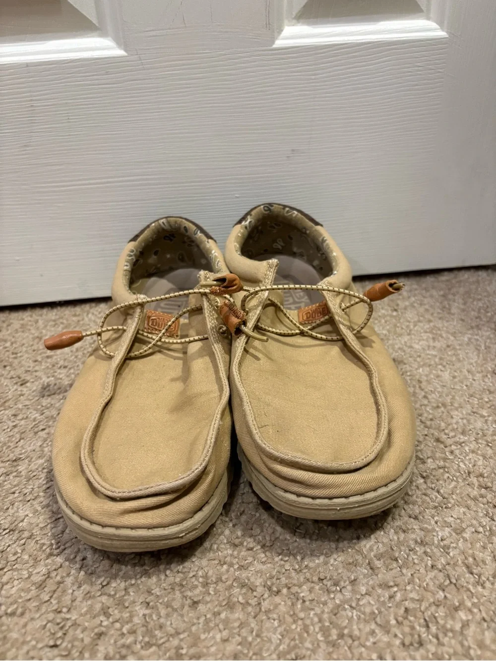 Hey Dude Men's Tan Canvas Boat Shoes