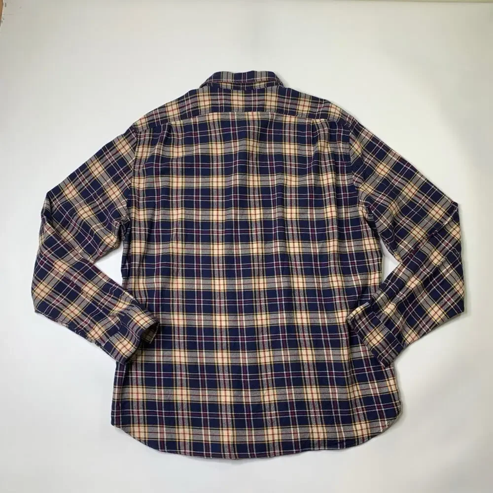 J Crew Shirt Mens XL Extra Large Flannel Cotton Plaid Button Up Long‎ Sleeve