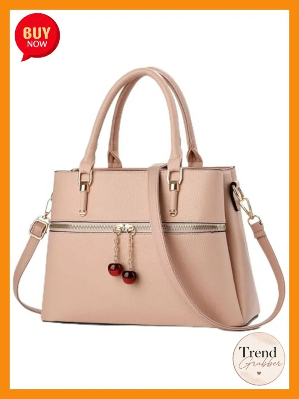 Satchel Purse Women Three Zip Compartments Faux Leather Shoulder Tote