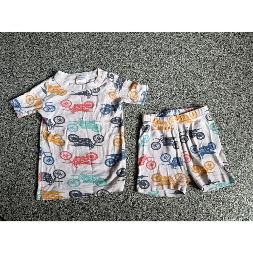 Hanna Andersson Kids Size 4 100cm Organic Cotton Pajama Top Vintage Motorcycle