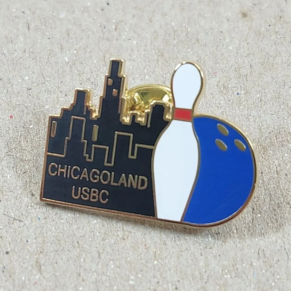 USBC Bowling Lapel Pin Chicagoland Championships Enamel Tie Tack Souvenir Badge